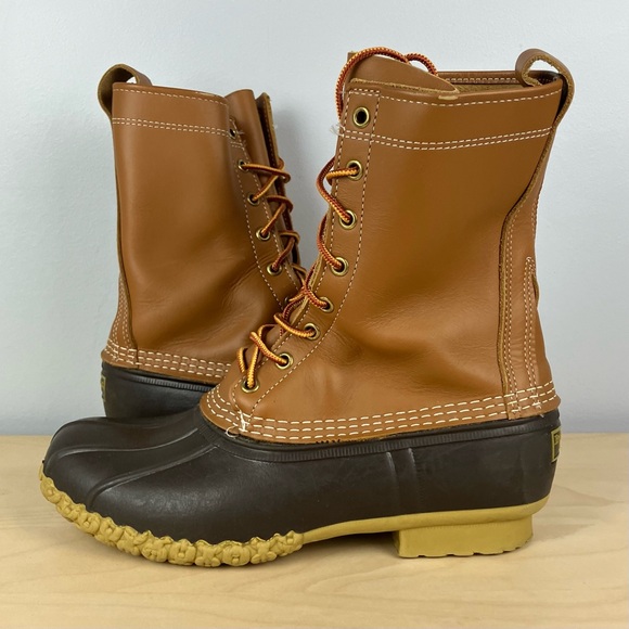 L.L. Bean Men’s Size 8.0 M Unlined Brown Leather Duck Boots Lace Up Classic - Picture 3 of 11